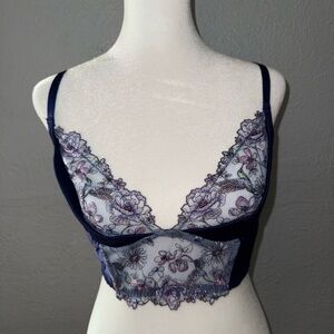 VICTORIA'S SECRET VERY SEXY HUMMINGBIRD EMBROIDERED QUARTER CUP CORSET TOP 32DD